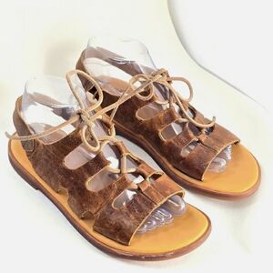 Kork-Ease Ghille distressed Leather baho Gladiator sandals festival lace-up 8